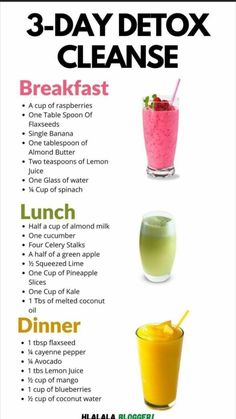 Smoothie Cleanse Recipes, Resep Oatmeal, 3 Day Detox Cleanse, Makanan Rendah Kalori, Different Drinks, Resep Juice, Sommer Mad, Resep Diet Sehat, Resep Smoothie