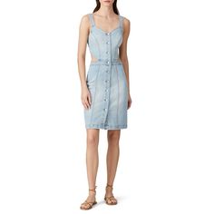 Blue denim (85% Cotton, 14% Polyester, 1% Elastane). Sheath. Sleeveless. Square neckline. Center front button closure. 32" from shoulder to hemline. 6" center back vent. Imported. Wake Up Call, Rent The Runway, Closet Designs, Blank Nyc, Nice Shorts, Square Necklines, Trending Dresses, Dress Blue, Square Neckline