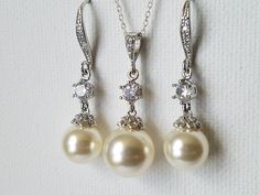 Pearl Bridal Jewelry Set, Swarovski Ivory Pearl Earrings&Necklace Set, Wedding Jewelry Set, Pearl Chandelier Earrings, Large Pearl Pendant Elegant Pearl Bridal Sets With Pearl Drop, Silver Pearl Bridal Sets For Formal Occasions, Elegant Pearl Bridal Sets For Weddings, Formal Silver Pearl Bridal Sets, Elegant Pearl Drop Bridal Set For Wedding, Elegant White Bridal Necklace With Matching Earrings, Classic Silver Jewelry For Mother Of The Bride, Elegant Pearl Bridal Sets For Formal Occasion, Elegant White Bridal Sets With Pearl Drop