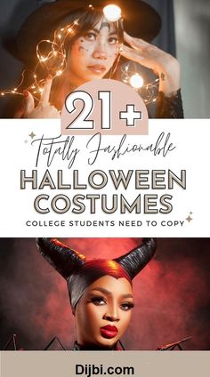 two different halloween costumes with the title 21 + totally fun and free printable halloween costumes for college students need to copy