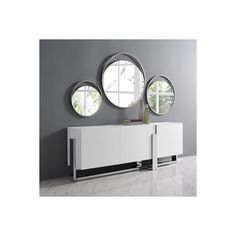 Contains 1 Whiteline Modern Living Blake Buffet 5mm Tempered Crystal Frosted Glass Top Matte white Polished Stainless Steel Base.. SPECIFICATIONS Frosted Glass Tv, Small Round Mirrors, White Buffet, Large Round Mirror, Tv Stand Cabinet, Modern Buffet, Wide Sideboard, Living Modern, White Mirror