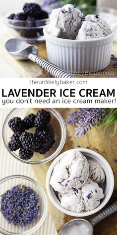 Lavender Ice Cream Recipe, Blackberry Lavender, Lavender Ice Cream, Homemade Ice Cream Recipes, Food Projects, Ice Cream Recipe, Ice Cream Machine, An Ice Cream