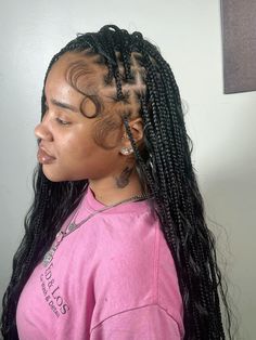 knotless braids Braid Back To School Hairstyles, Knotless In A Ponytail, Black Hairstyles Back To School, Back To School Styles Braids, Back Too School Hairstyles Braids, Hair Styles Knotless Braids, Knotless Parting Chart, Hairstyles For Back To School Black, Hairstyles For Back To School Braids