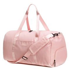 The Jadyn Weekender Duffel Bag for Women is the perfect duffel for travel, gym, and sports. Whether youre going on a weekend or week long trip this duffle is for you. This large bag measures 22 in x 12 in x 12 in. It has a spacious main compartment with 3 big pockets, 2 on the outside and 1 on the inside, for simple organization of all your stuff. It has a large shoe pocket with easy outside access. It also includes an adjustable padded shoulder strap with a handle. It's a perfect overnight bag Casual Pink Travel Bag With Large Capacity, Functional Pink Travel Bag For Gym, Casual Pink Nylon Travel Bag, Pink Nylon Duffle Bag For Gym, Pink Nylon Gym Bag, Functional Pink Nylon Duffle Bag, Pink Nylon Travel Bag With Large Capacity, Pink Nylon Travel Bag For Daily Use, Pink Nylon Duffle Bag For Daily Use