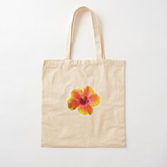 100% cotton reusable shopping carry bag with digital print on one side. Pink, orange and yellow hibiscus flower Hibiscus Flower Tote Bag, Hibiscus Tote Bag, Yellow Hibiscus Flower, Flower Tote Bag, Yellow Hibiscus, Flower Tote, Flower Bag, Hibiscus Flower, Orange And Yellow