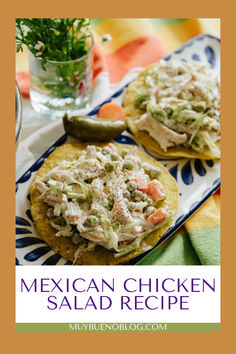 mexican chicken salad recipe on corn tortillas