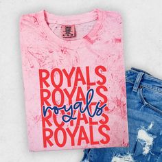 Custom Royals mascot design- whether you are a fan or watching your brother or sister at high school, college, or university. These tees are great gifts for school spirit wear, and teams! You can customize the colors in the personalization section to reflect your school or favorite team. The listing is for one garment. To order... 1. Select the style and size you would like, then the color for the garment. 2. Fill out the personalization section. 3. Then add to cart. To order more than one item Collegiate Red Sublimation T-shirt With Letter Print, Pink Tops With Team Logo For Sports Season, College Team-colored Sublimation Design With Team Logo, Varsity Sublimation Design With Team Logo For Game Day, Collegiate Sublimation Design For Baseball Game Day, Varsity Fan Gear Sublimation Design With Team Logo, Varsity Sublimation Design With Team Logo For Fan Gear, Casual Pink Tops With Team Logo, Varsity Sublimation Short Sleeve Fan Gear