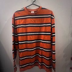 Long Sleeve Heavyweight Striped Tee In Orange, Black And White. Men’s Size S By J.Crew. Brand New With Tags. Originally $79! Long Sleeve Henley Men, Blue Long Sleeve Shirt, Mens Henley, Shirts Long Sleeve, J Crew Men, Black And White Color, Cotton Long Sleeve Shirt, White Men, Crew Shirt