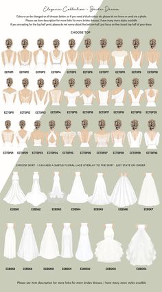 an info sheet showing different types of wedding gowns