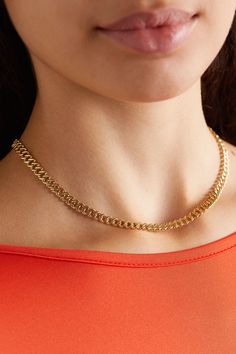 Anita Ko makes each piece by hand at her studio in Downtown LA, so no detail goes overlooked. This 'Havana' necklace is cast from 18-karat gold and polished to a high shine. The shorter length makes it ideal for layering. 22k Gold Link Chain Necklaces, 14k Gold Curb Chain Necklace, Luxury Gold Necklace For Everyday, 14k Gold Necklace With Curb Chain Style Fine Jewelry, Luxury Yellow Gold Curb Chain Necklace, Gold Plated Chain Necklaces For Wedding, Yellow Gold Necklaces For Everyday Luxury, Gold Plated Curb Chain Necklace, Luxury Yellow Gold Clavicle Chain Necklace