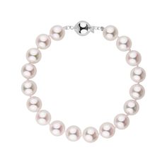 This stunning bracelet is part of our unique strand series. The special pearls in this collection have been photographed individually instead of using stock images. Based on the surface, shape, luster and matching, this strand falls within our AAA grading range. The finest Akoya pearls, grown in the cold coastal waters of Japan, are known for their perfect round shape, mirror-like luster, and smooth surfaces. Each pearl is individually knotted on double silk so they never rub against each other Elegant Pink Beaded Jubilee Bracelet, Elegant Pink Jubilee Beaded Bracelets, Akoya Pearl Drop Round Bracelets, Akoya Pearl Drop Bracelet, Elegant Round Beads Bracelets For Anniversary, Pearl White Akoya Pearl Bracelets For Anniversary, Akoya Pearl Bracelets In Pearl White With Round Beads, Luxury Akoya Pearl Bracelet With Round Beads, Akoya Pearl Bracelets For Anniversary In Pearl White