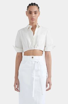 Rosa Top in Whisper – Altuzarra Contemporary Wardrobe, Trending Boots, Cropped Shirt, Brand Collection, Knitwear Tops, Ivory White, Crop Shirt, Jacket Sale, Favorite Dress