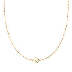 Our Initial Collection is subtle, easy and made to follow your lifestyle, like a second skin: Small enough to sleep in and never take off. The Solitaire Initial Necklace in solid 14k gold is available in various lengths. The initial is engraved on both sides of the disc so it's ok if it flips! After the initial is engr Letter D Necklace, N Necklace, D Necklace, M Necklace, Gold Disc Necklace, Initial Necklace Gold, Gold Disc, Letter N, White Gold Chains