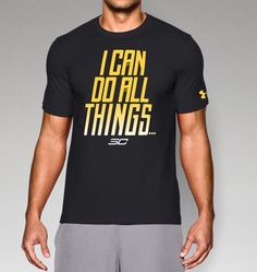 a man wearing a t - shirt that says i can do all things in yellow