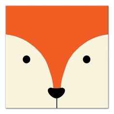 an orange fox's face with black eyes