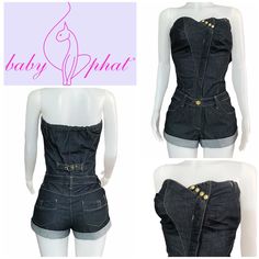 Vintage Baby Phat Denim Jean Romper Size: 7 Nwt Rare Gorgeous Denim Short Romper. Very Stretchy And Comfortable Show Stopper Very Flattering 2 Back Pockets 2 Front Pockets Side Zipper Closure Decorative 3 Button Front Please Note! Item(S) Will Be Tested/Checked Again Prior To Shipment And Be Video Recorded For Insurance Of Both The Seller And Buyer. Disclaimer: Product Color And Quality As Seen On A Monitor May Vary Slightly Compared To Actual Items Due To Photography Lighting Conditions And Ind Phat Pants, Denim Short Romper, Tube Top Jumpsuit, Jean Romper, Short Romper, Baby Phat, Photography Lighting, Denim Short, Short Rompers