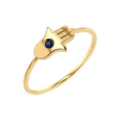 This beautiful and delicate 14k gold wire band ring with Hamsa center comes with either a diamond or blue sapphire option. The perfect piece of sparkle and protection to add to your stack, this unique ring will be your favorite piece for years to come. Size:  10.3mm X 6.5mm - 1mm Wire Shank Approx.  0.06 ct Diamond or Adjustable Gold Sapphire Ring In Sterling Silver, Adjustable Sapphire Ring Fine Jewelry, Adjustable Sapphire Ring In Fine Jewelry Style, Adjustable Fine Jewelry Sapphire Promise Ring, Fine Jewelry Adjustable Sapphire Promise Ring, Gold Sterling Silver Sapphire Promise Ring, Adjustable Sapphire Ring For Promise - Fine Jewelry, Adjustable Yellow Gold Sapphire Ring, Adjustable Sapphire Ring For Promise