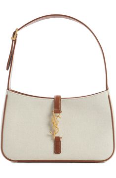 Saint Laurent Le 5 à 7 Linen Canvas Hobo Bag | Nordstrom Luxury Canvas Evening Bags, Luxury Evening Canvas Bags, Elegant Canvas Shoulder Bag, Classic Canvas Evening Bag, Designer Tan Canvas Shoulder Bag, Evening Canvas Shoulder Bag With Top Handle, Evening Canvas Top Handle Shoulder Bag, Canvas Top Handle Shoulder Bag For Evening, Chic Evening Canvas Shoulder Bag