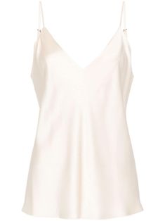 ivory white satin finish adjustable spaghetti straps V-neck sleeveless straight hem White V-neck Slip Dress With Delicate Straps, Silk V-neck Tank Top With Adjustable Straps, Satin V-neck Camisole With Delicate Straps, Silk V-neck Camisole With Adjustable Straps, White V-neck Tank Top With Delicate Straps, White V-neck Camisole With Delicate Straps, White V-neck Slip Dress With Adjustable Straps, Elegant V-neck Top With Adjustable Straps, Elegant White Tank Top With Adjustable Straps