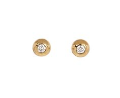 With their small scale and stunning sparkle, these Melissa Kaye studs can easily be worn paired with anything in your closet. The three dimensional 18K yellow gold stud is set with a round white diamond at its center. They attach to 18K yellow gold post backs. 18K yellow gold, and diamond stud : 3/16" diameterdiamond : 3mm diameter each : .12cttw18K yellow gold post backs Classic 14k Gold Earrings With Diamond Eyes, Gold Single Cut Round Diamond Earrings, Gold Round Cut Single Cut Diamond Earrings, Elegant 14k Gold Earrings With Diamond Eyes, White Gold Round Earrings With Diamond Eyes, White Gold Earrings With Diamond Eyes, Luxury Yellow Gold Earrings With Single Diamond, Classic Diamond Earrings With Diamond Eyes For Formal Occasions, Elegant 14k Gold Diamond Earrings With Diamond Eyes