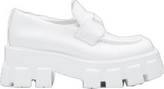 Trendy White Leather Platform Loafers, White Leather Slip-on Platform Loafers, Trendy White Slip-on Platform Loafers, White Platform Slip-on Loafers, White Leather Loafers With Lug Sole, White Platform Loafers With Round Toe And Leather Sole, White Round Toe Platform Loafers With Leather Sole, White Slip-on Platform Loafers With Rubber Sole, White Leather Platform Loafers With Lug Sole