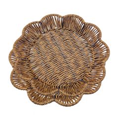 a round wicker tray on a white background