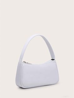 White Elegant   Nylon Plain Baguette Bag Embellished   Women Bags Baguette Bags, Minimalist Street Style, Vacation Bag, Minimalist Bag, Baguette Bag, Purple Bags, Animal Fashion, Shoulder Tote Bag, Bag Bag