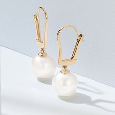 14K Yellow Gold Freshwater Cultured Pearl Leverback Earrings. These gorgeous earrings will have you feeling like a princess everyday. Casual enough for daily wear and formal enough for a black tie wedding, these earrings make the perfect gift! Jewelry Photoshoot, Black Tie Wedding, Leverback Earrings, Sea Pearls, South Sea Pearls, Gorgeous Earrings, A Princess, Cultured Pearls, Black Tie