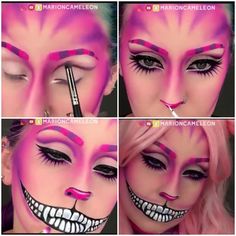 Madd Hatter Makeup, Cheshire Cat Costume Makeup, Simple Cheshire Cat Makeup, Alice In Wonderland Cat Makeup, Cheshire Cat Costume Aesthetic, Chesire Makeup, Cheshire Cat Makeup Easy, Alice In Wonderland Inspired Makeup, Alice In Wonderland Makeup Ideas