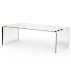 a glass table with a green edge on a white background in the shape of a rectangle