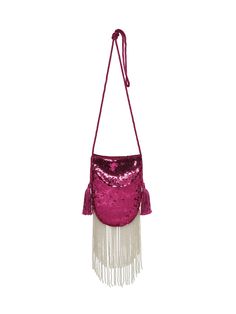 Be the star of the show with the Constellation Bag in Fuschia. Featuring hand applied sequins, playful tassles and a sparkling fringe trim, this heavily bedazzled bag takes glam accessories to the next level! Shipping and Returns This product can be returned/exchanged within 20 days of receiving the item. All orders are dispatched from our Sydney, Australia warehouse. SHIPPING EST. TIMEFRAME FREE FOR ORDERS OVER International: DHL EXPRESS 3-5 Business days $250 Domestic: Aus Post EXPRESS 2-3 Bus Festive Evening Bags With Tassels, Festive Celebration Bags With Tassels, Festive Party Bags With Tassels, Pink Bags For Evening And Festivals, Festival Party Bags With Tassels, Party Bags With Tassels For Festivals, Glamorous Party Bags With Tassels, Pink Embellished Shoulder Bag For Party, Festive Pink Embellished Bag