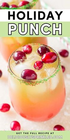 Need a fun party cocktail? This alcoholic party punch for a crowd is an easy holiday drink. So refreshing while being festive, this holiday punch recipe is perfect for celebrating! Feel free to leave out the vodka for a non-alcoholic version! Punches For Parties Non Alcoholic, Drinks For Potluck Parties, Easy Vodka Punch For A Crowd, Good Punch Recipes, Party Juice Recipe Alcoholic, Sugar Free Christmas Punch, Festive Holiday Drinks Alcohol, Holiday Spiked Punch, Thanksgiving Drinks Non Alcoholic Easy