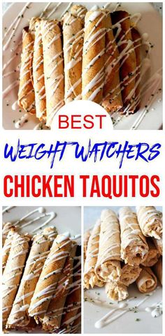 Weight Watchers buffalo chicken taquito wraps with sour cream drizzle Weight Watcher Buffalo Chicken, Weight Watcher Wraps, Buffalo Chicken Taquitos, Cheese Taquitos, Ww Appetizers, Weight Watchers Appetizers, Weight Watchers Meals Dinner, Weight Watchers Dinner, Homemade Sandwich