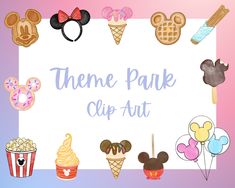 there are many different items that can be seen in this frame for the theme park clip art