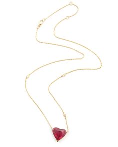 Yi Collection Rubellite Cœur Supreme Necklace 18k yellow gold Rubellite 5.60 total carat weight Diamond Link chain Heart cut stone Three diamond details on chain Adjustable loops 18’’ L Lobster claw clasp Yi Collection, Chain Heart, Evening Jumpsuit, Women Men Shoes, Beauty Gift, Earings Piercings, Link Chain, Lobster Claw, Handbag Accessories