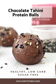 chocolate tahitii protein balls with text overlay