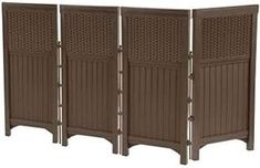 four panel screen with lattice design in brown