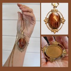 Really cool, vintage petrified wood pendant. Gold toned chain included. Cameo setting. Large size. Fun!  Measurements: Chain: 14 3/4" hanging roughly, or 30 1/2" total length  Pendant: 2 1/4" by 2 5/8" roughly.   Weight: 1.3 oz  BEFORE YOU BUY, PLEASE USE THE LISTED MEASUREMENTS TO CHECK FOR FIT:  PLEASE  REVIEW SHOP POLICIES BEFORE ORDERING. ALL SALES FINAL Exact color of garment may be slightly different due to computer monitors being different. Vintage Brown Oval Jewelry, Vintage Brown Oval Necklace, Vintage Brown Medallion Jewelry, Oval Setting, Being Different, Wood Pendant, Petrified Wood, Pendant Gold, Cool Vintage