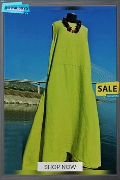 Casual Sleeveless Round Neck Plus Size Dress Casual Sleeveless Shift Maxi Dress, Spring Sleeveless Shift Maxi Dress, Sleeveless Shift Maxi Dress For Spring, Summer Green Shift Maxi Dress, Casual Green Sleeveless Midi Dress, Green Sleeveless Bodycon Dress For Spring, Sleeveless Maxi Dress, Plus Size Dress, Maxi Dresses