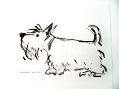 Scottie Dog Drawing, Scottish Terrier Drawing, Scottish Terrier Tattoo, Westie Illustration, Terrier Illustration, Scottie Terrier, Dog Cafe, Scottie Dogs