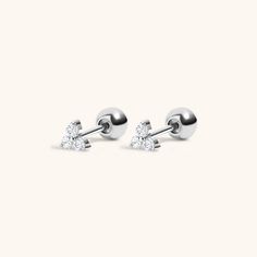 Mini Crystal Trinity Studs in Titanium (Silver) Trinity Stud Earrings, Cartilage Earrings Stud, Cartilage Piercing, Cartilage Earrings, Bracelets And Charms, Ring Necklace, Ear Piercings, Ring Earrings, Piercings