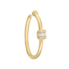 Add a dazzling touch to your look with this eye-catching 14k gold diamond accent nose ring. Add a dazzling touch to your look with this eye-catching 14k gold diamond accent nose ring. 22 gauge Metal: 14k gold Packaging: boxed Finish: polished Length: 9 mmDIAMOND DETAILS Total weight: less than 1/10 ct. Shape: round Setting: prong Size: One Size. Color: White. Gender: female. Age Group: adult. Yellow Gold Huggie Jewelry With Single Diamond, Formal Single Diamond Hoop Jewelry, Formal Hoop Jewelry With Single Diamond, Elegant Yellow Gold Nose Rings For Anniversary, Yellow Gold Cubic Zirconia Huggie Rings, Yellow Gold Huggie Ring With Cubic Zirconia, Fine Jewelry Single Diamond Hoop, Yellow Gold Small Hoop Rings With Vvs Clarity, Diamond White Huggie Jewelry With Single Diamond