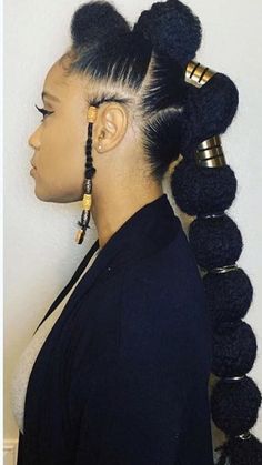 Easy Feed In Hairstyles, Afrocentric Hairstyles Protective Styles, African Theme Party Outfit, Blood And Water Hairstyles, Afro Centric Hairstyles, Editorial Hair Black Model, Bubble Braids Black Women, Black Woman Hair Styles, Loc Ponytails