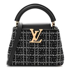 This is an authentic LOUIS VUITTON Bead Satin Embroidered Mini Capucines in Black. This beautiful bag is crafted of embroidered beads and satin. This handbag features a leather top handle, an optional leather shoulder strap, a flap closure, and gold hardware. The top opens to a matching black leather interior with a flat pocket. Chic Top Handle Bags With Embroidered Logo, Luxury Shoulder Bag With Embroidered Logo And Top Handle, Elegant Top Handle Shoulder Bag With Embroidered Logo, Luxury Embroidered Top Handle Shoulder Bag, Luxury Bags With Embroidered Logo For Shopping, Designer Embroidered Top Handle Bag, Evening Bags With Embroidered Logo, Elegant Shopping Bag With Embroidered Logo, Elegant Shopping Bags With Embroidered Logo