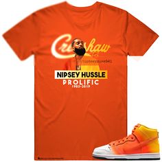 Shirt To Match SB Dunk High Sweet Tooth | eBay Casual Pre-shrunk Shirt For Streetwear, Trendy Orange Tops For Streetwear, Casual Orange Shirt For Streetwear, Orange Relaxed Fit Tops For Streetwear, Casual Orange Tops For Streetwear, Fitted Casual Orange Shirt, Orange Letter Print Tops For Streetwear, Orange Graphic Print Tops For Streetwear, Sporty Orange Top