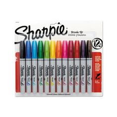 sharpie brush tip pens in assorted colors, set of 12 by sharpies