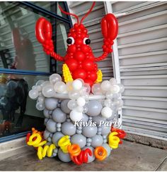 there is a balloon sculpture made to look like a lobster