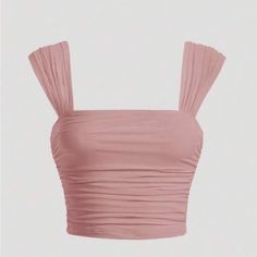 Cute Blush Pink Crop Top Pink Ruched Sleeveless Crop Top, Pink Sleeveless Ruched Crop Top, Sleeveless Ruched Pink Crop Top, Pink Ruched Crop Top For Spring, Chic Pink Ruched Crop Top, Painting Ideas Pink, Tang Top, Cute Blush, Top Paintings