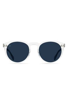 Rounded, retro-inspired frames define these lightweight sunglasses fitted with polarized Carl Zeiss lenses for true color clarity. 49mm lens width; 20mm bridge width; 145mm temple length 100% UV protection CR-39 lenses Acetate Imported Clear Round Frame Polarized Sunglasses, Classic White Round Frame Sunglasses, White Round Sunglasses With Tinted Lenses, Retro Inspired, Crystal Clear, True Colors, Uv Protection, Round Sunglasses, Temple