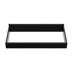 a black shelf sitting on top of a white wall